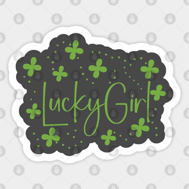 Lucky Girl with Shamrocks Sticker by SharksOnShore